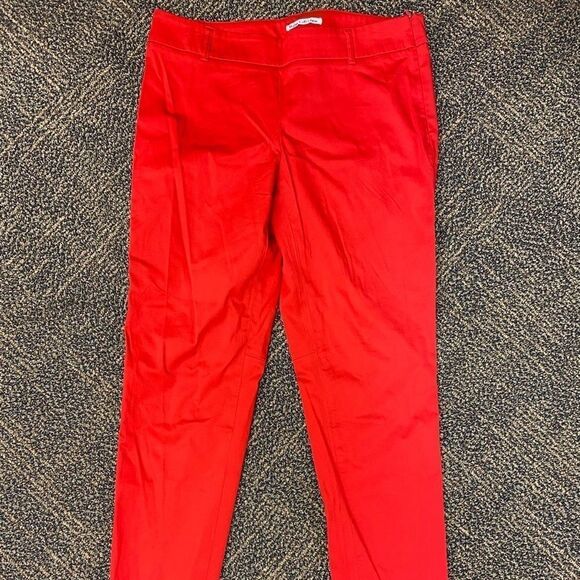 Dalia collection Fire engine red side zip flat front cropped pants - Picture 1 of 6